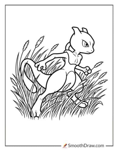 Mewtwo Running Through Tall Grass