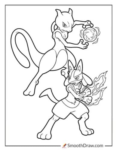 Mewtwo Training With Lucario