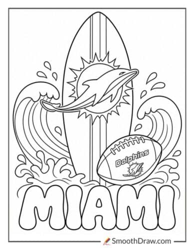 Miami Dolphins Surfboard Team Emblem