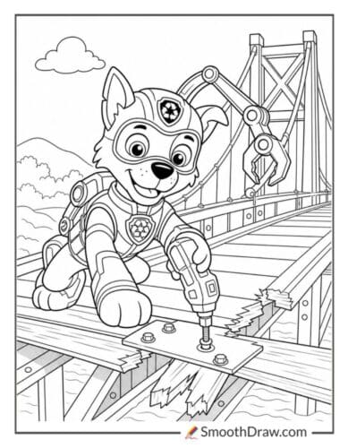 Mighty Pups Rocky Fixing A Broken Bridge