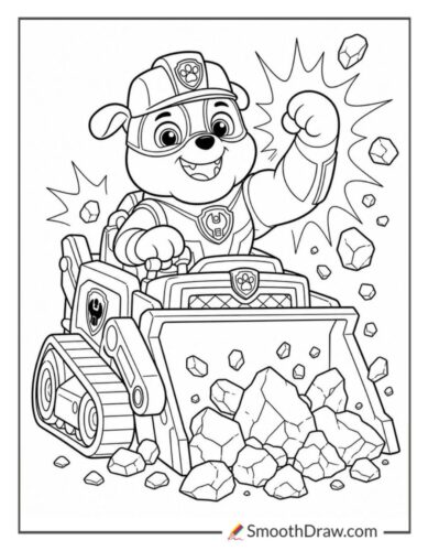 Mighty Pups Rubble Operating His Bulldozer