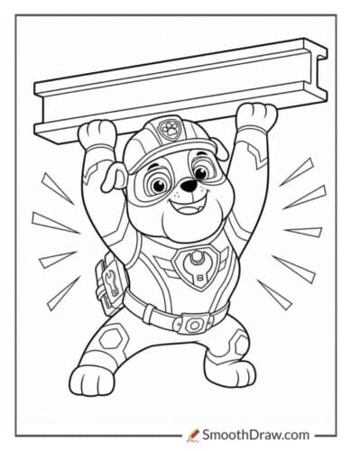 Mighty Pups Rubble Using Super Strength
