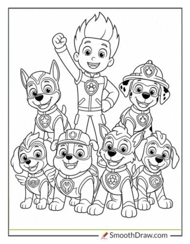 Mighty Pups Team And Ryder With Badges