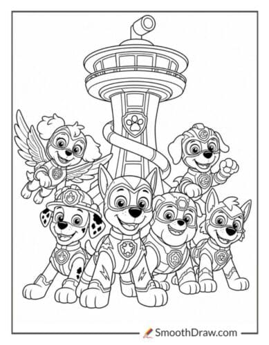 Mighty Pups Team At Lookout Tower