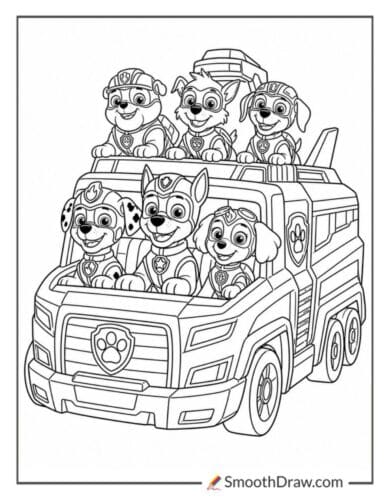 Mighty Pups Team In The Paw Patroller