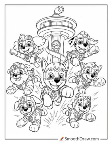 Mighty Pups Team Jumping Into Action