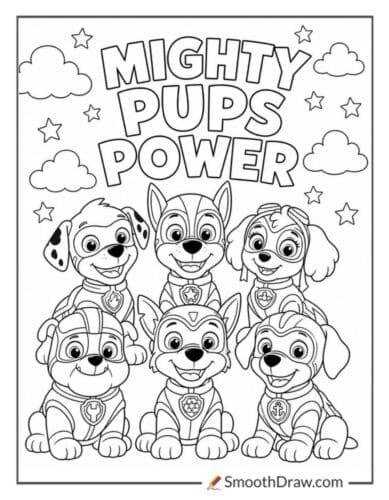 Mighty Pups Team With A Rainbow In The Sky
