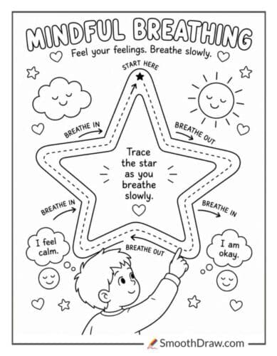 Mindful Breathing Feelings Coloring Page