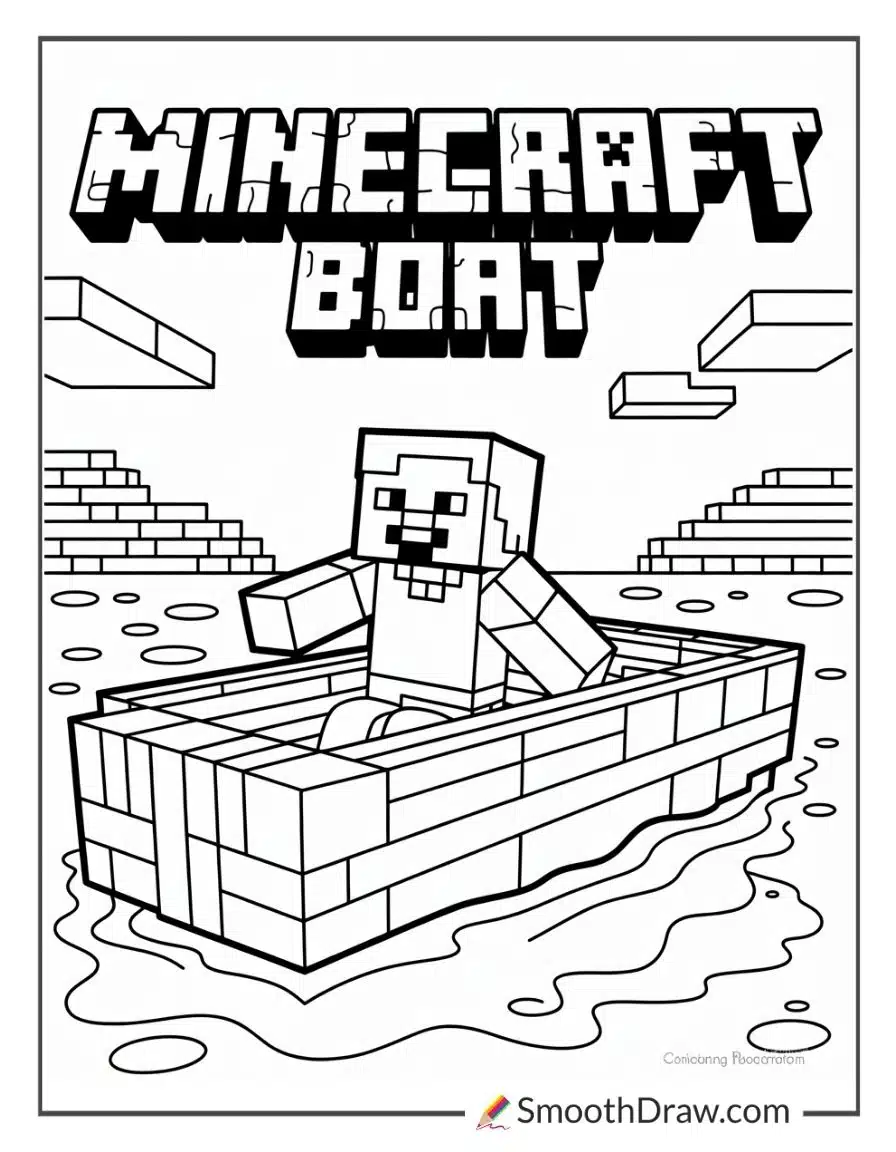 Minecraft Boat Coloring Pages