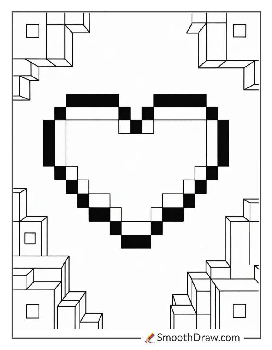 Minecraft Heart Coloring Page