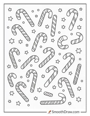Mini Candy Cane Coloring Page