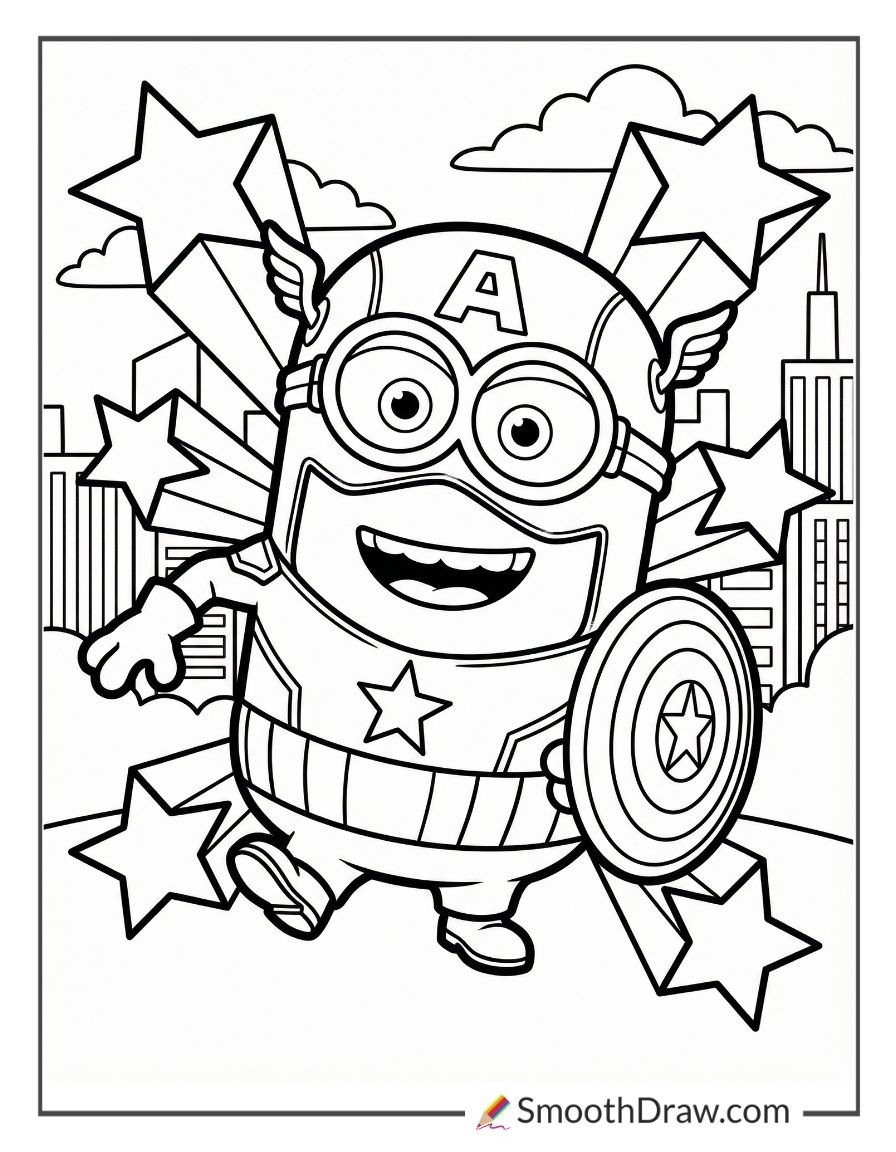 Minion Captain America Coloring Pages