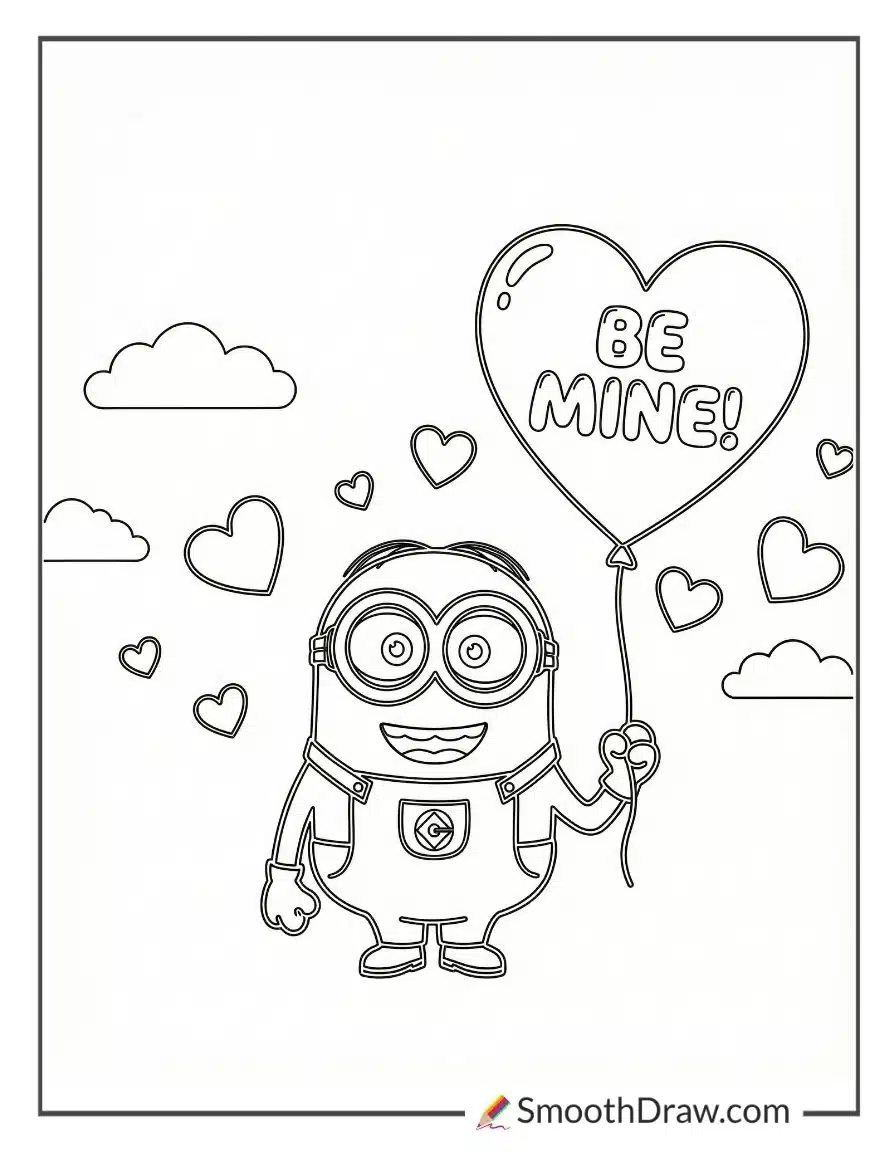 Minion Valentine Coloring Pages