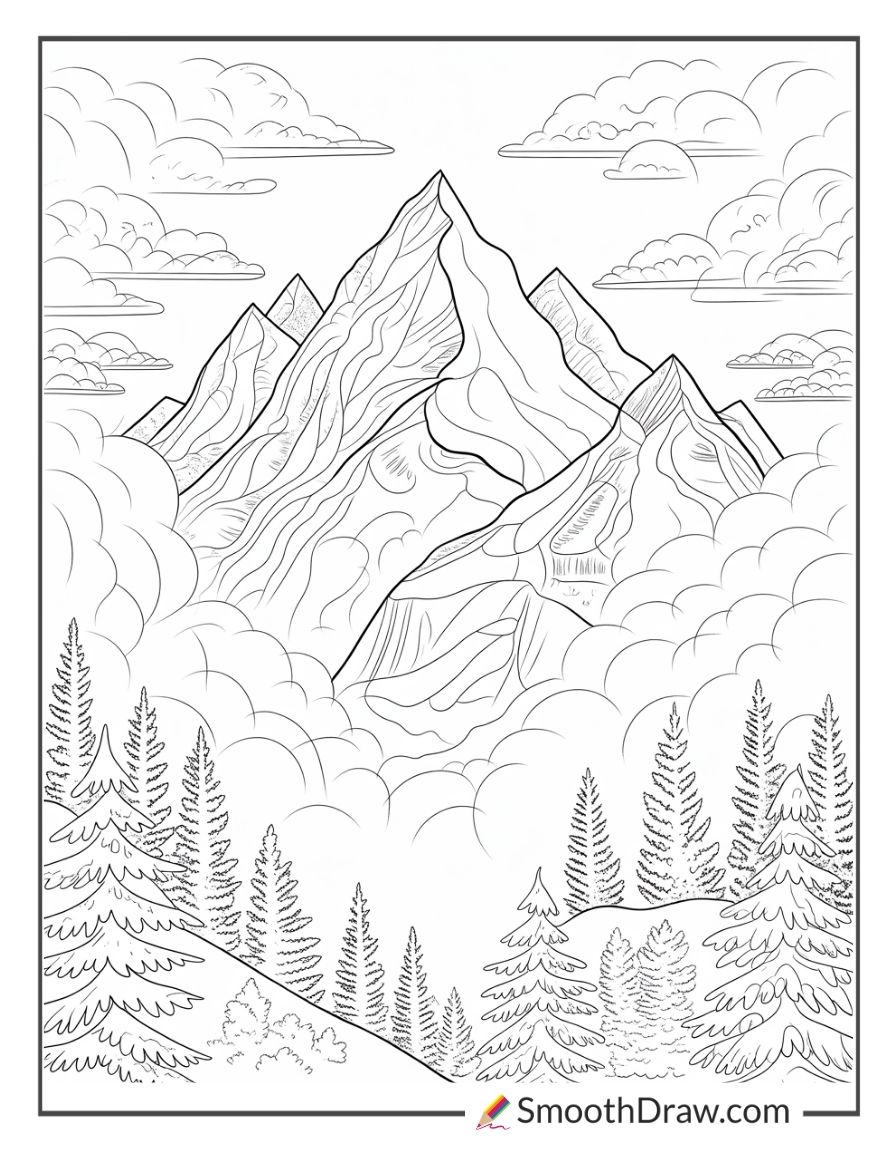 mountain landscape coloring pages