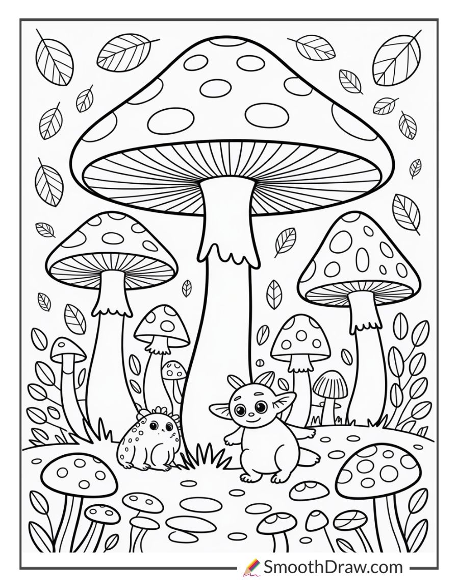 Mushroom Forest Coloring Page