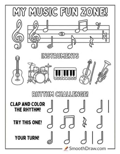 Music Coloring Worksheets