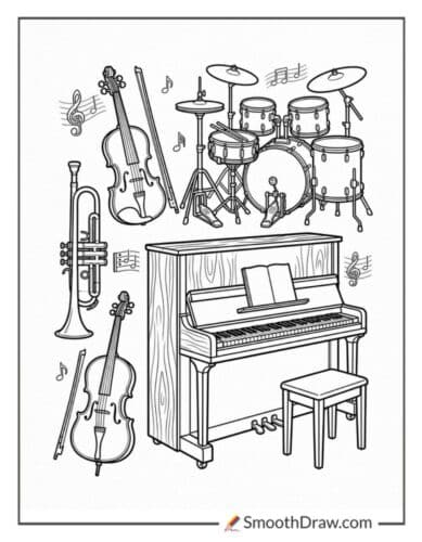 Music Instruments Coloring Pages