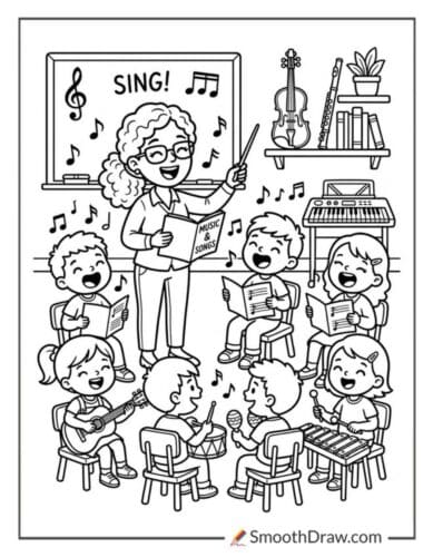 Music Teacher With Students