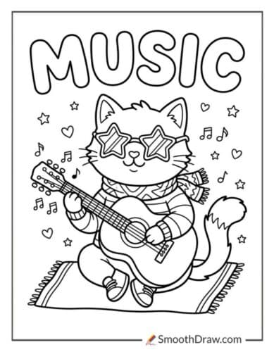 Musician Cat Playing Guitar