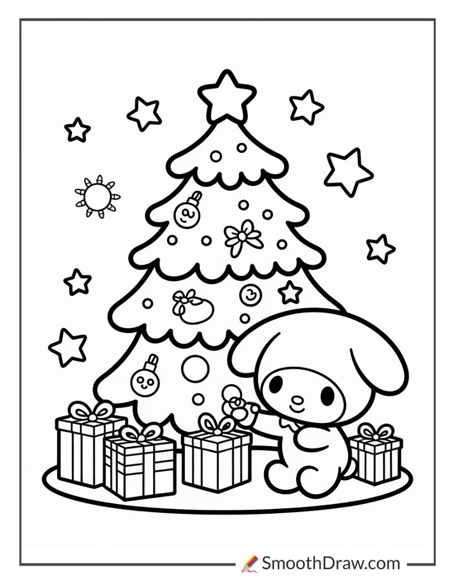 My Melody Christmas Coloring Pages