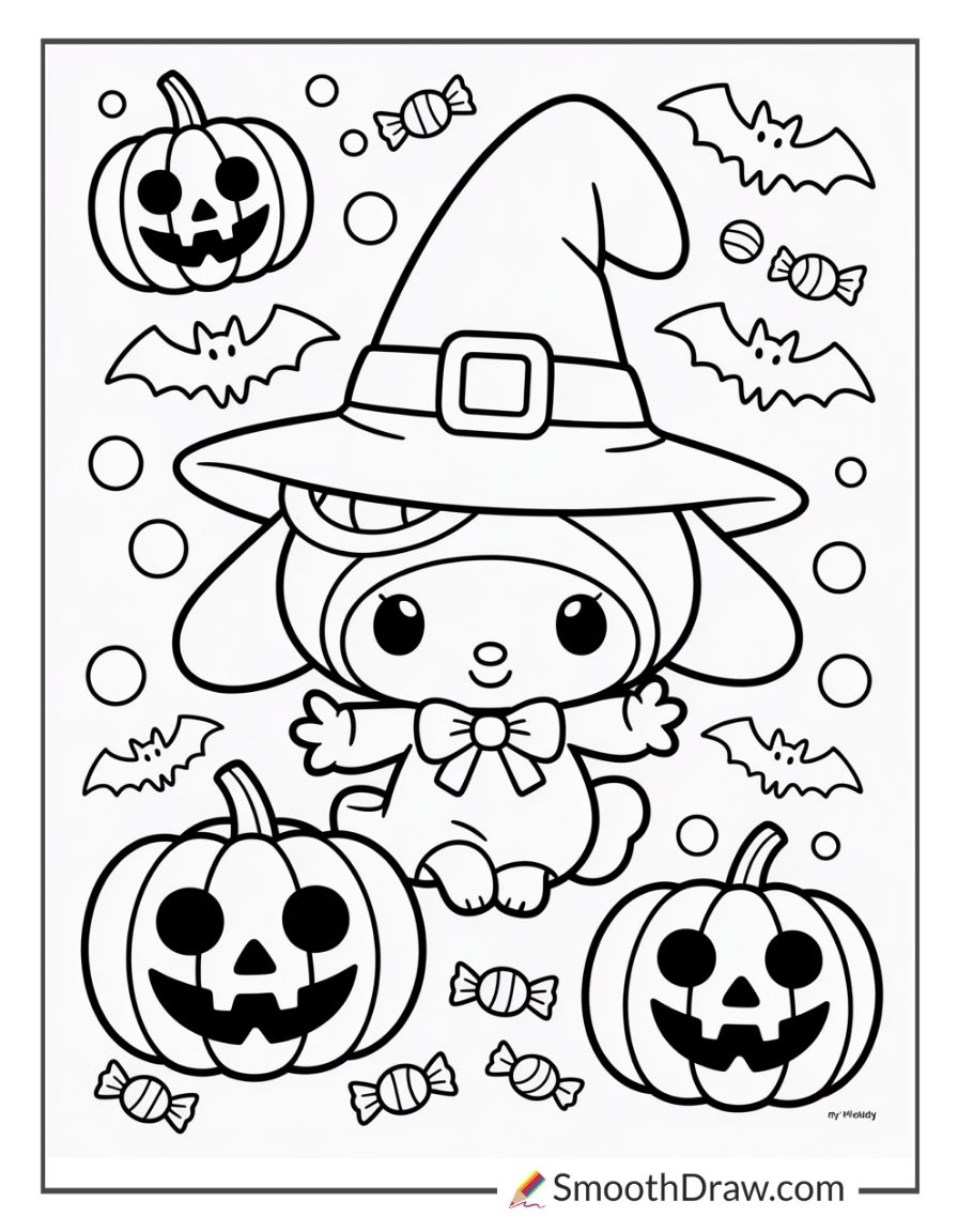 My Melody Halloween Coloring Pages 1