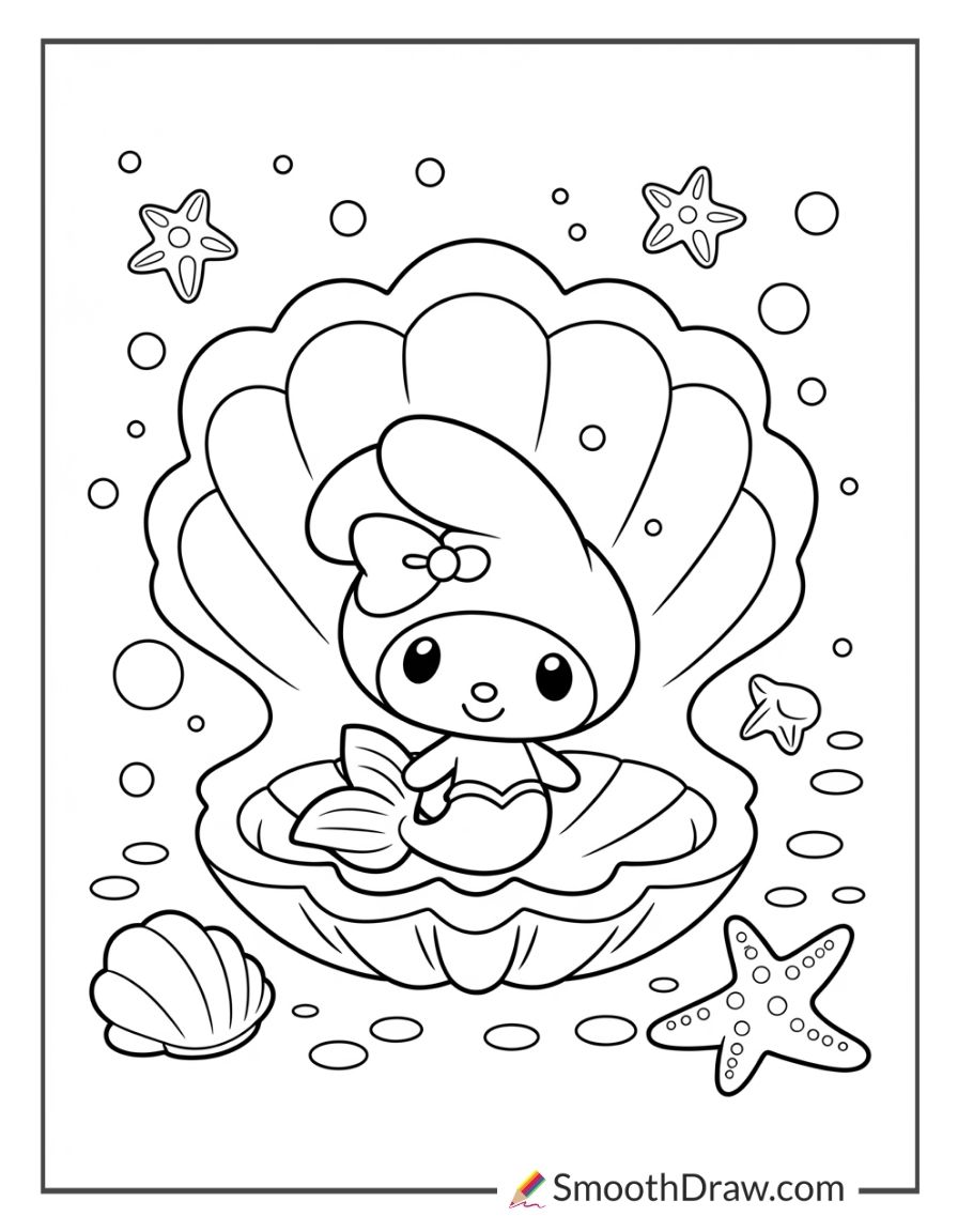 My Melody Mermaid Coloring Pages