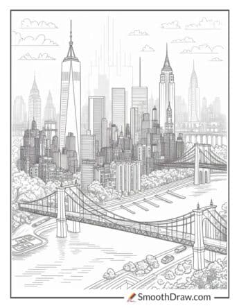 new york city skyline coloring pages