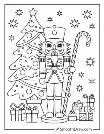 Nutcracker Soldier Holding Candy Cane Staff