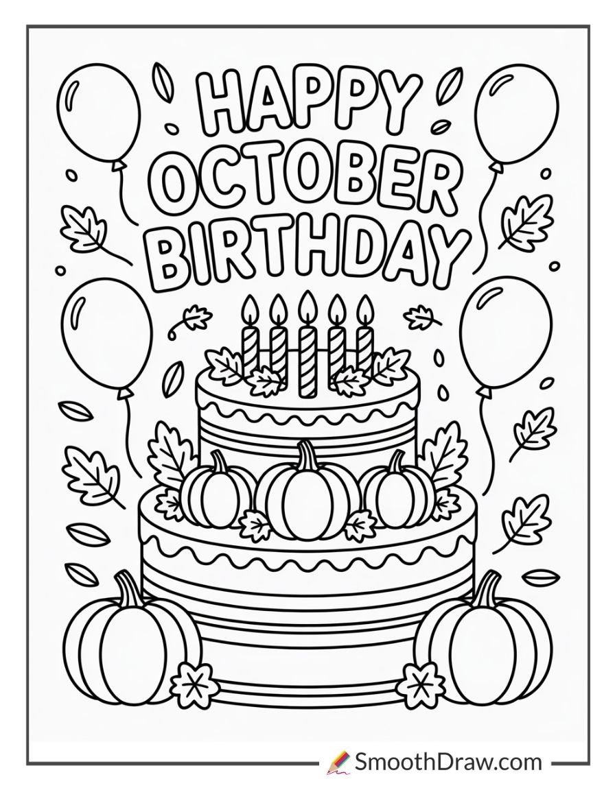 October Birthday Coloring Pages
