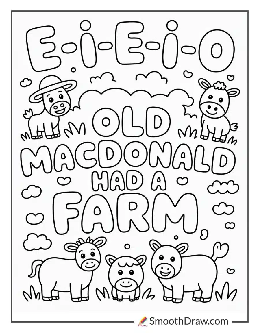old macdonald had a farm coloring page