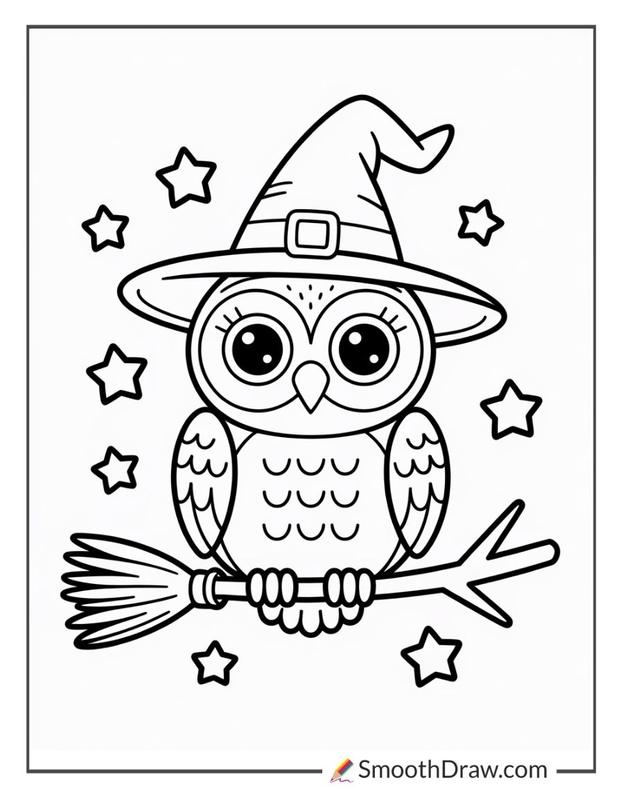 Owl Witch Coloring Page