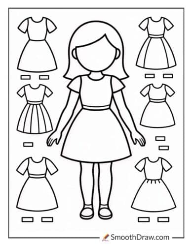 Paper Doll Dress Up Coloring Pages