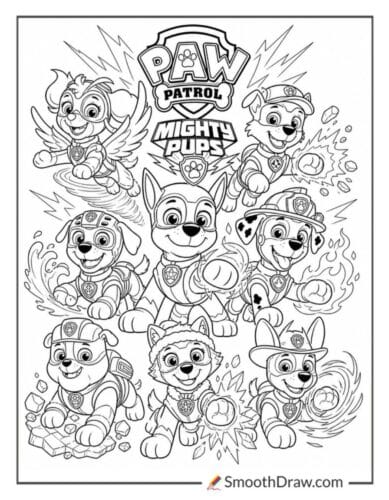 Paw Patrol Mighty Pups Coloring Pages