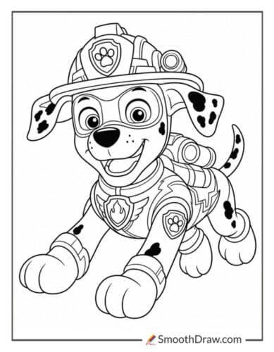 Paw Patrol Mighty Pups Marshall Coloring Pages