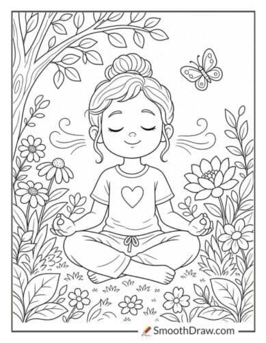 Peaceful Child Meditating Outdoors