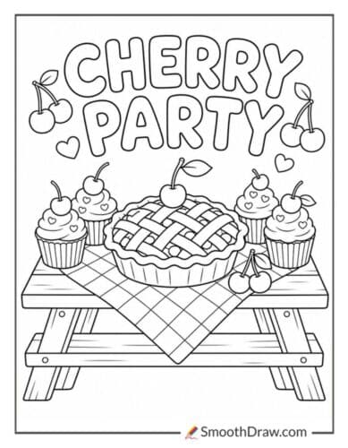 Picnic With Cherry Treats And Word Overlay