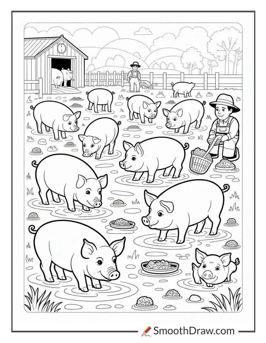 pig farm coloring pages