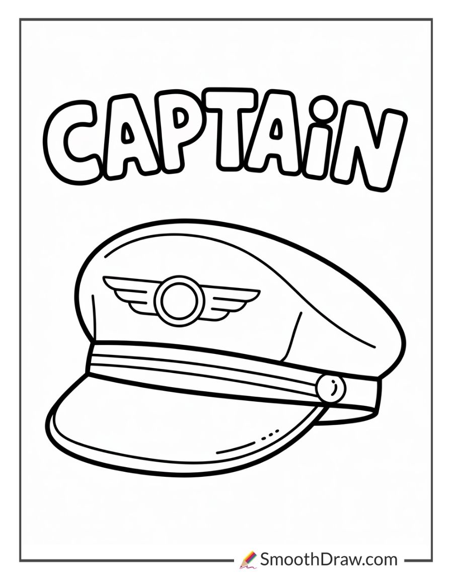 Pilot Hat Coloring Page