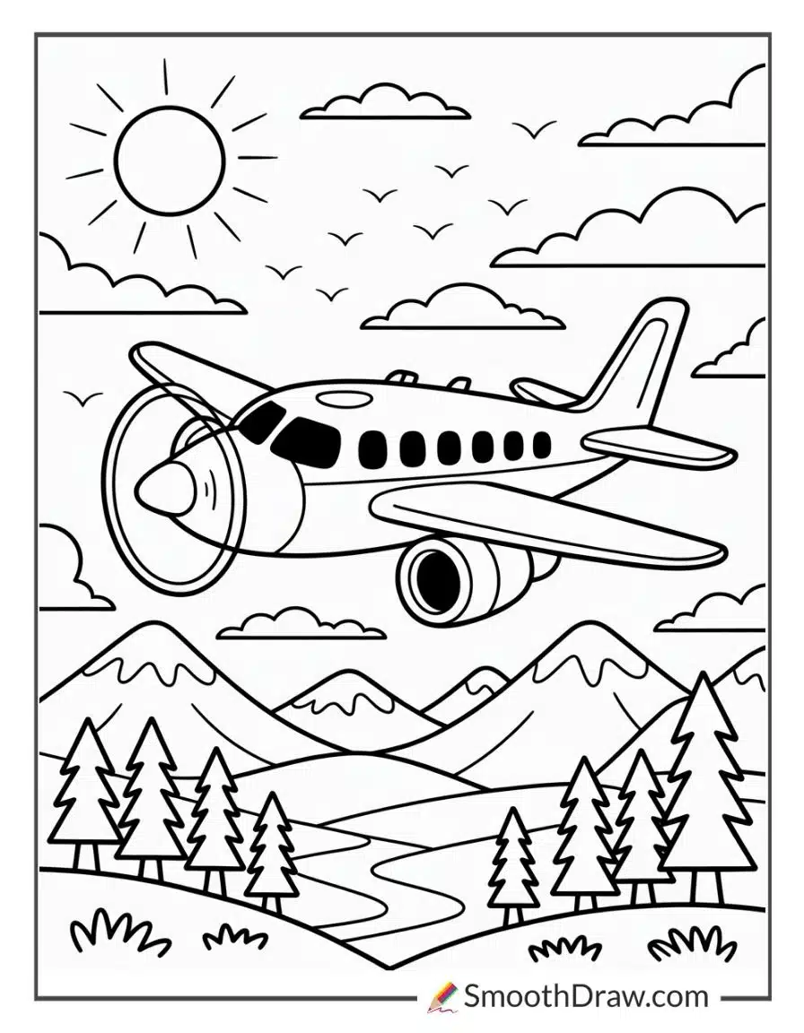 Plane Coloring Page