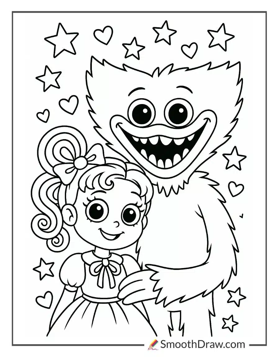 Playtime Poppy Huggy Wuggy Coloring Pages 2