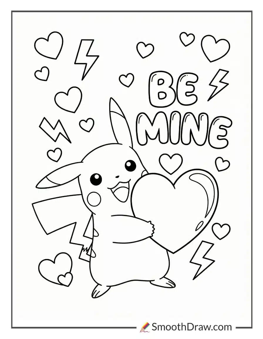 Pokemon Valentines Coloring Pages 1