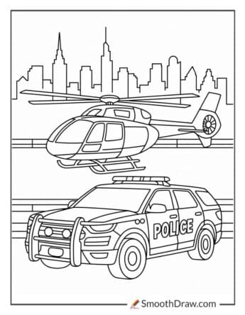 police helicopter coloring pages