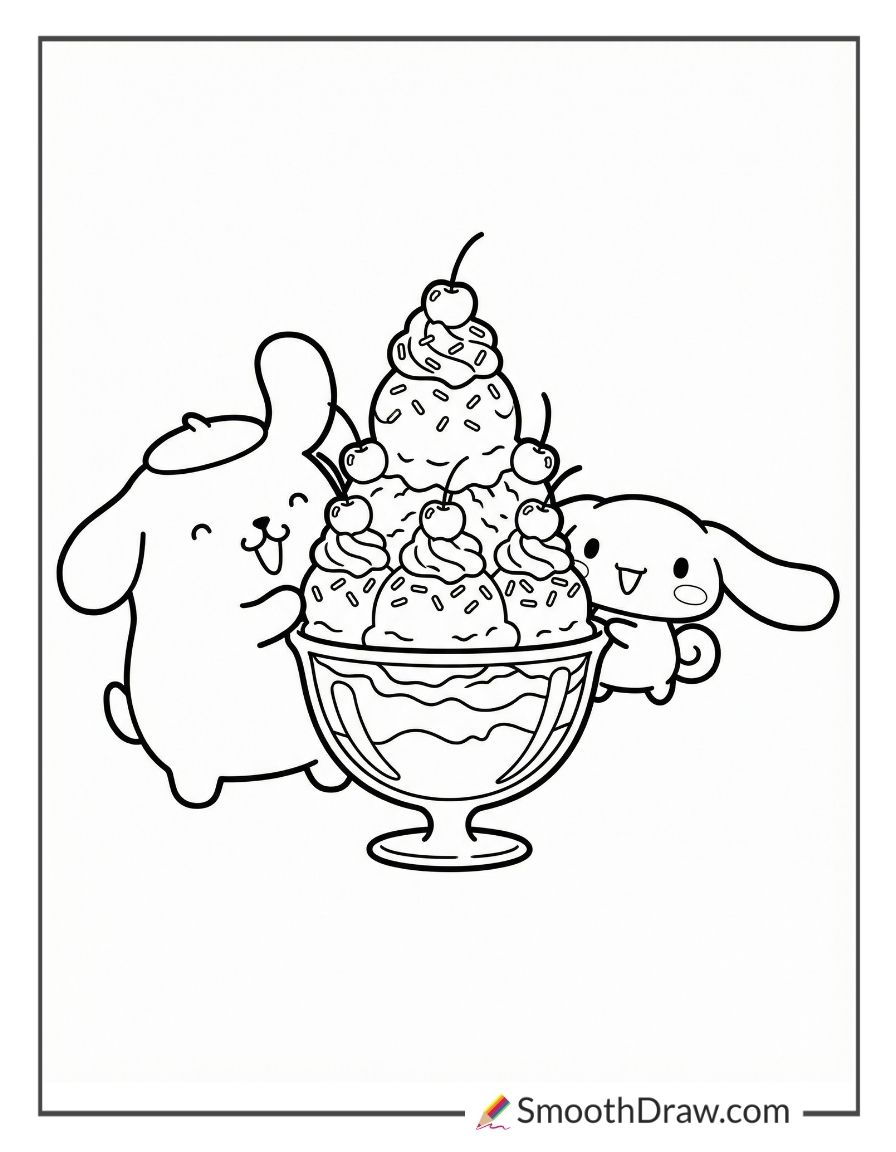 Pompompurin And Cinnamoroll Coloring Pages 1