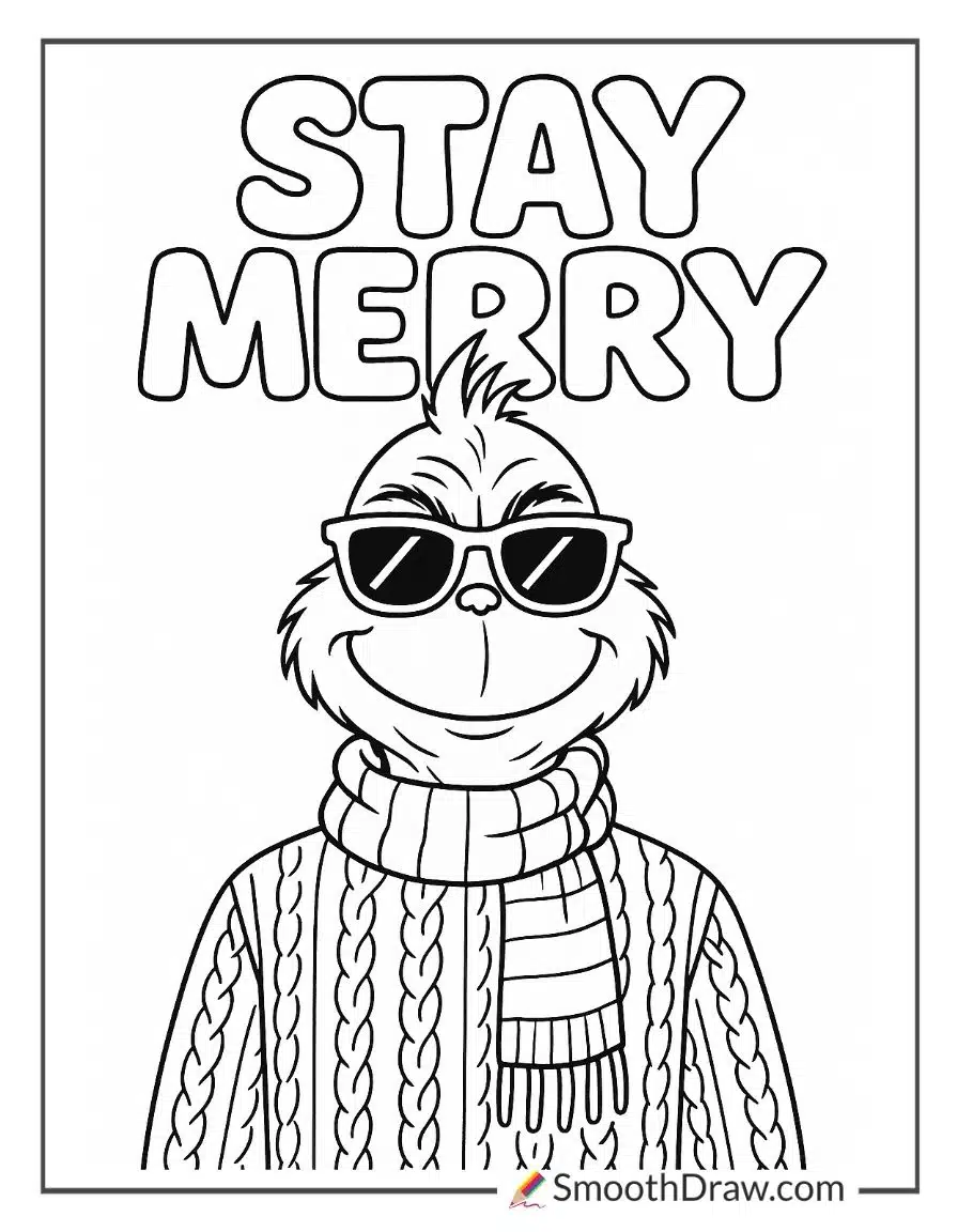 Preppy Grinch Coloring Page 1
