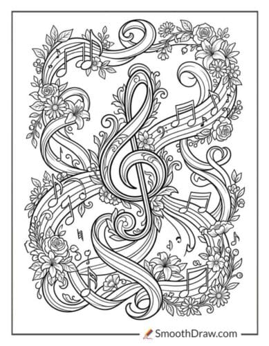 Pretty Music Notes Coloring Pages