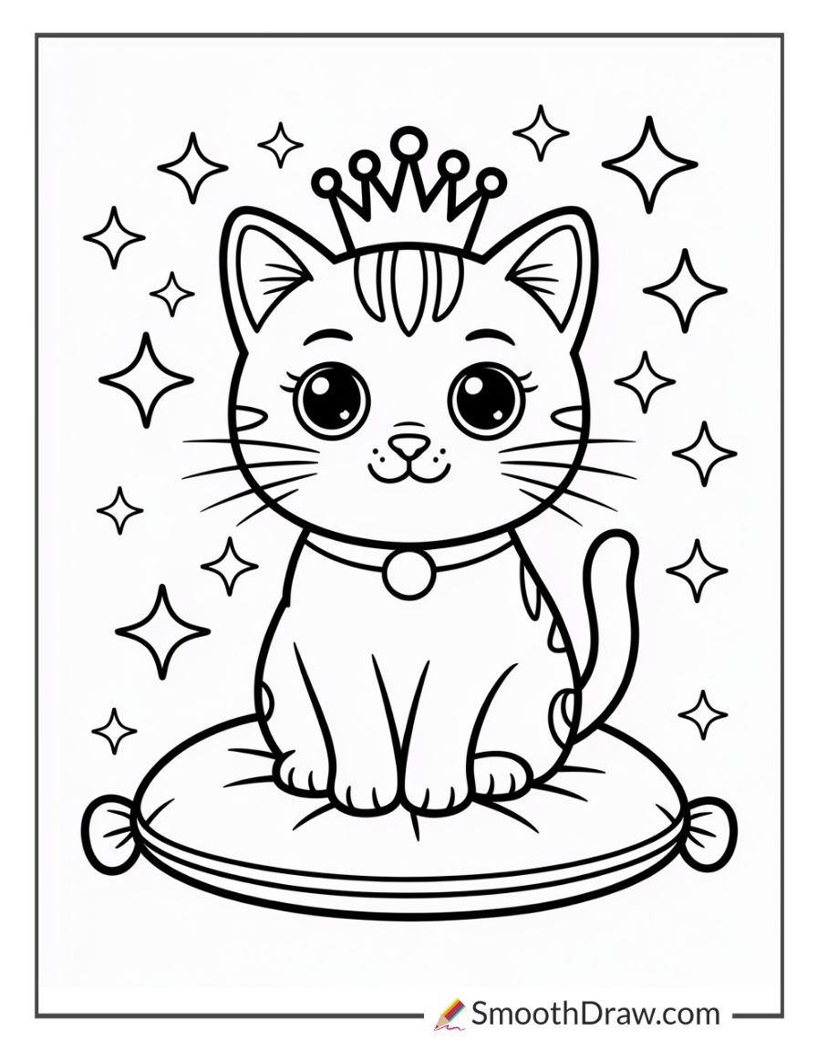 Princess Cat Coloring Page 1