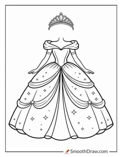 Princess Dress Coloring Page 1