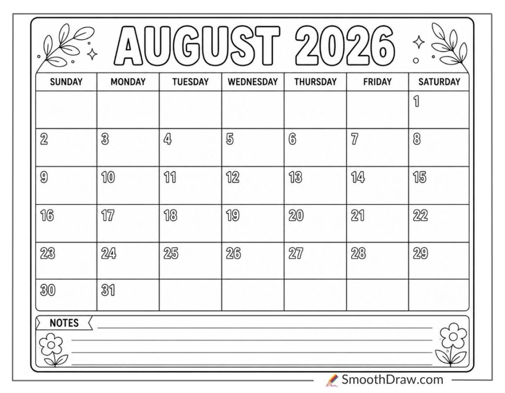65 August Coloring Pages (Free Printables)