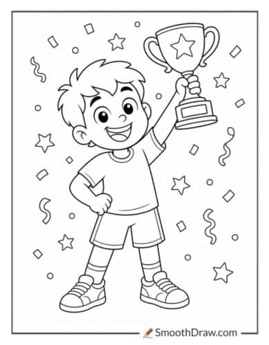 Proud Child Holding Trophy