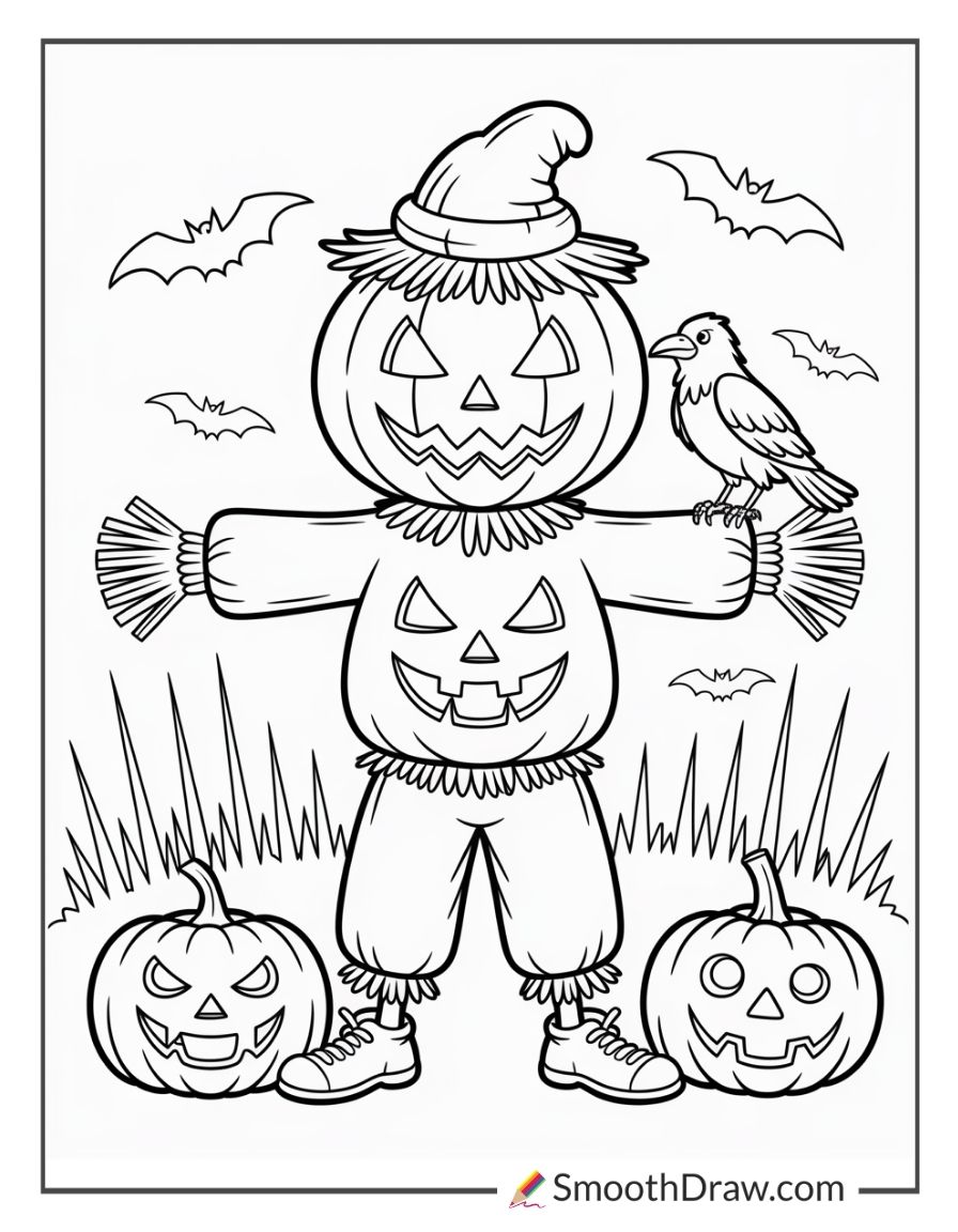 Pumpkin Scarecrow Coloring
